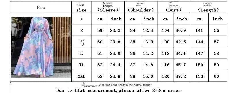 European And American Dubai Middle East Pure Beautiful Printed Dress, Ankle-length Printed Maxi Dress Fashionable Abaya Dress - Velora