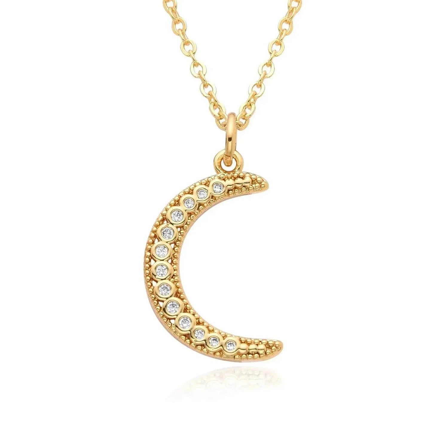 European And American Electroplated Brass Moon Star Necklace For Women - Velora