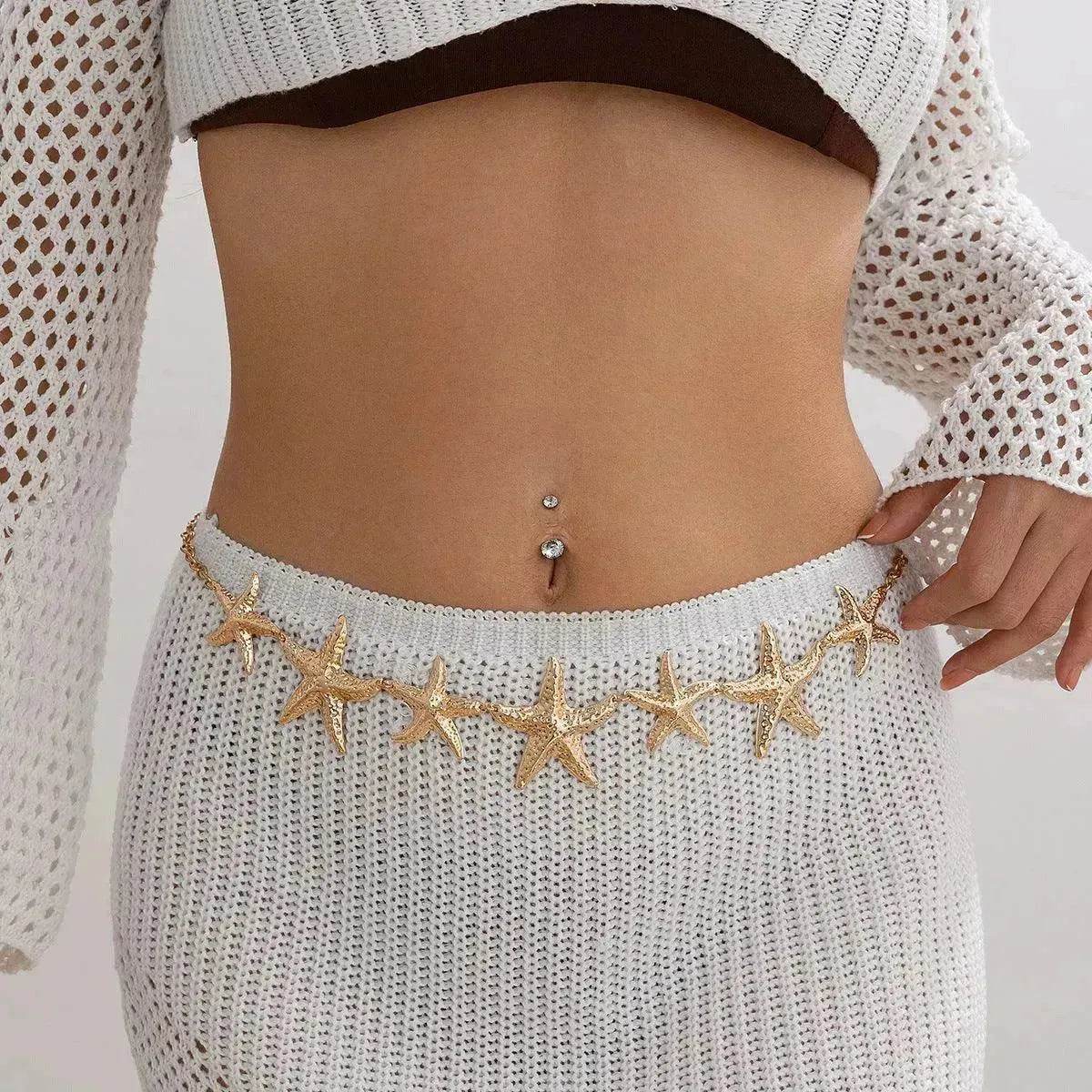 European And American Ocean Vacation Style Starfish Waist Chain Summer Beach Chain for Women - Velora