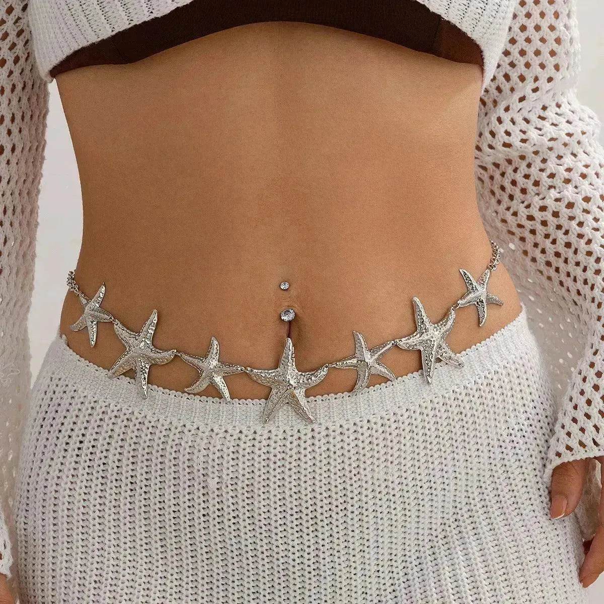 European And American Ocean Vacation Style Starfish Waist Chain Summer Beach Chain for Women - Velora