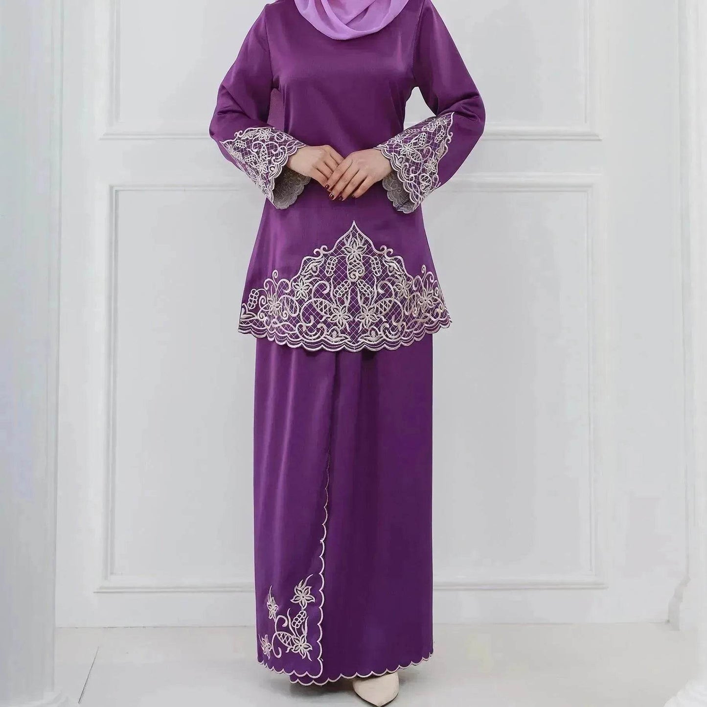 Exquisite Embroidery Two-piece Suit for Turkey Dubai Middle East Women Abaya inspired - Velora