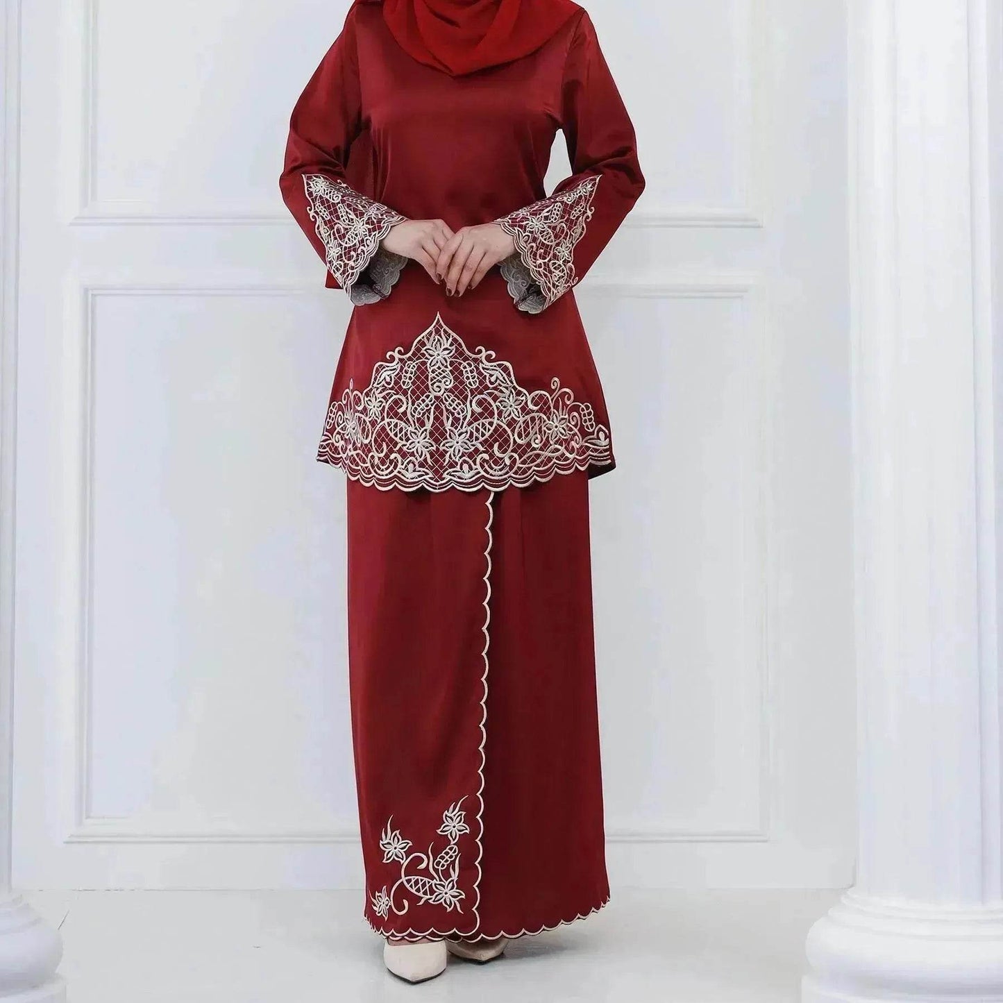 Exquisite Embroidery Two-piece Suit for Turkey Dubai Middle East Women Abaya inspired - Velora