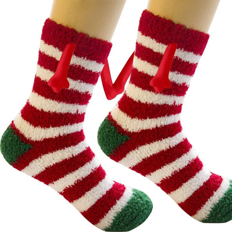 Soft Carton Christmas-themed Fleece Winter Home socks for Women