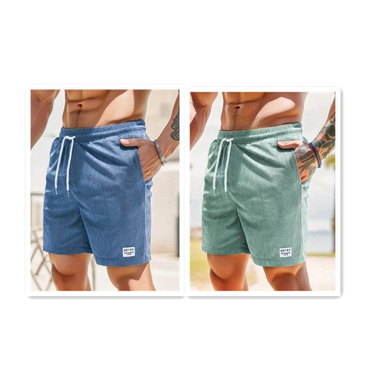 Lace-up Drawstring Shorts Summer Corduroy Sports Short Pants Mens Clothing - Velora