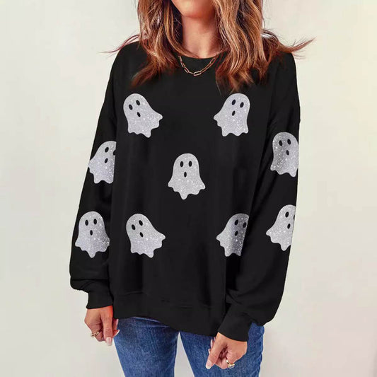 Halloween Ghost Top Loose Casual Pullover - Velora