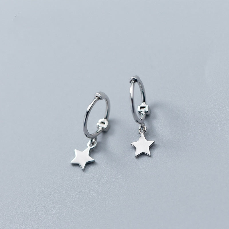 S925 Silver Five-pointed Star Sweet Short XINGX Ear Ring