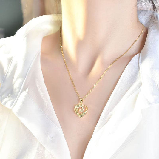 Fashion Dancing Love Necklace With Rhinestones Personality Creative Clavicle Chain Heart-shaped Necklace For Valentine's Day Gift - Velora