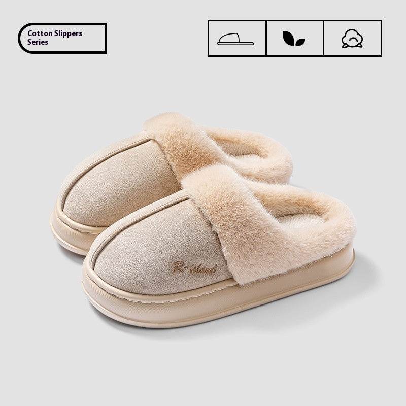 New Winter Cosy Warm Couple Style Concise Fluffy Slippers Women Men Non-slip Soft Slides Indoor Mule Ladies' Home Cotton Shoes - Velora
