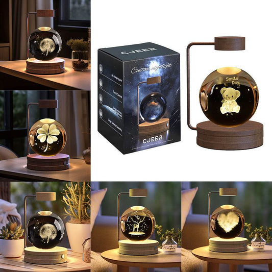 Crystal Ball Cosmic Dinosaur Indoor Night Light USB Power Warm Bedside Light Birthday Gift Night Lamp - Velora