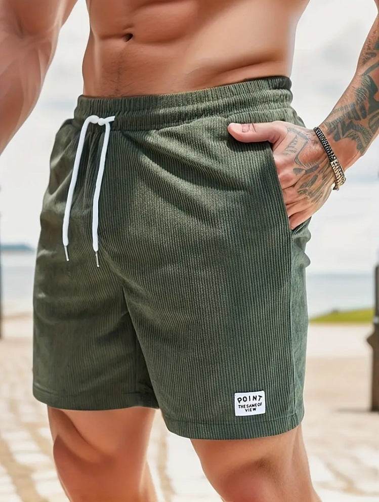 Lace-up Drawstring Shorts Summer Corduroy Sports Short Pants Mens Clothing - Velora