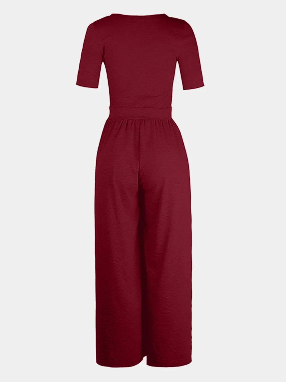 Scoop Neck Short Sleeve Jumpsuit - Velora
