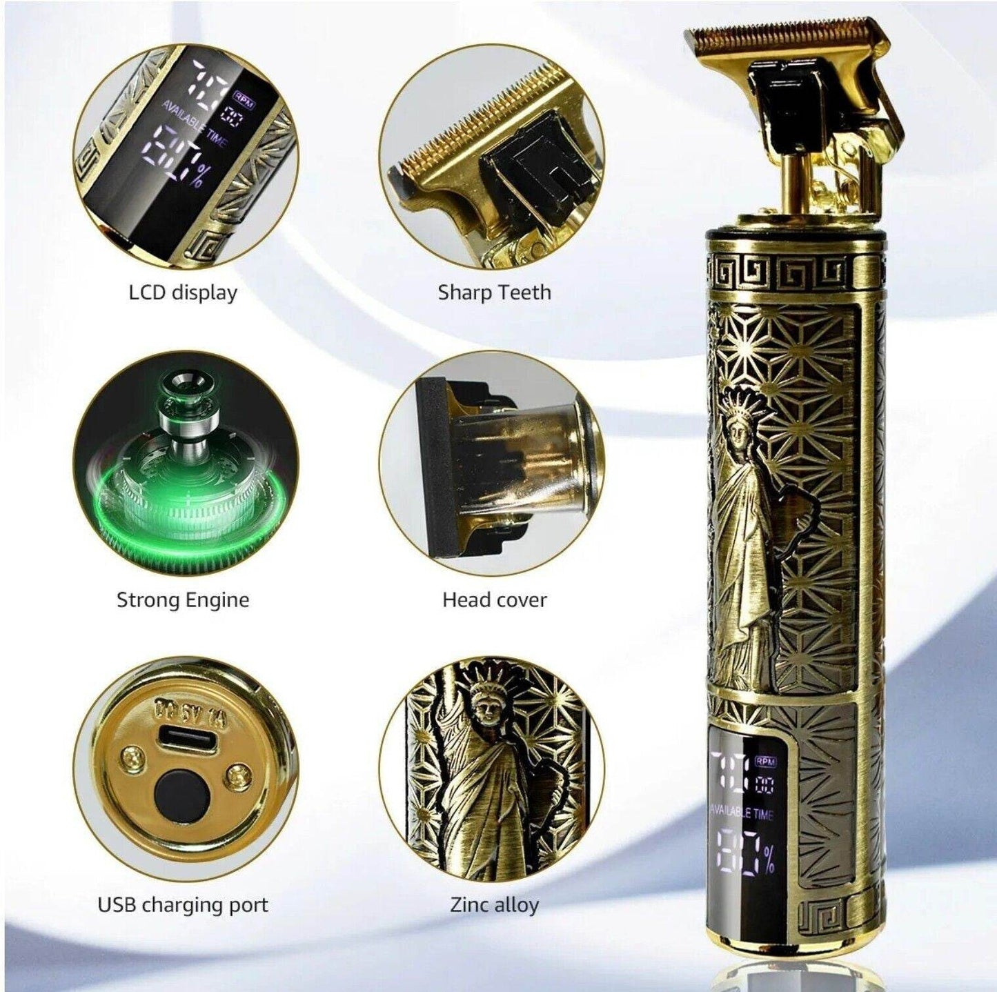 Beard Trimmer Hair Clippers Cordless Hair Cutting Kit Barber Shaving Machine For Men USB Rechargeable 1 PCS - Velora