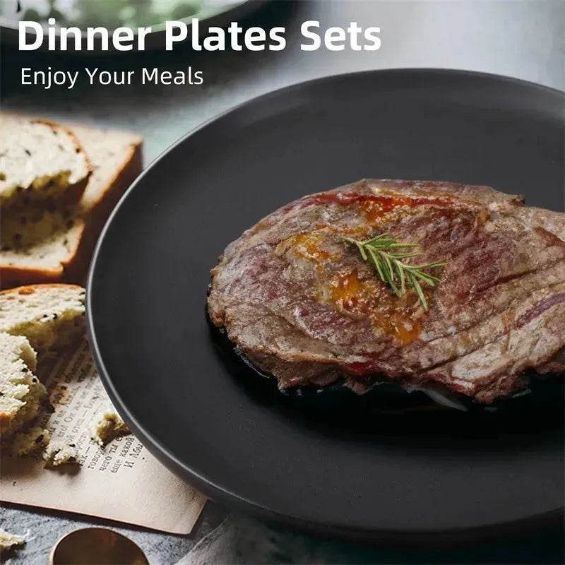 6PCS Flat Ceramic Steak Plate Salad Plates - Velora