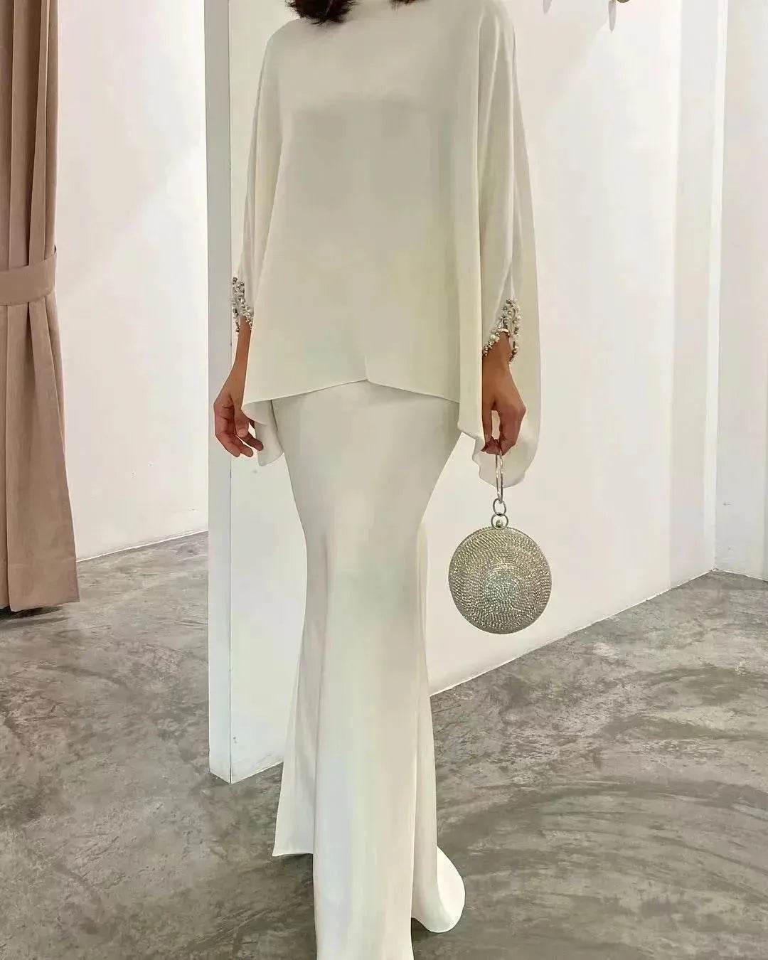 Women's Middle East Pearl Mop Dress Suit Arabtop and Blouse Elegant Matching ArabTop and Skirt suit Arab2 piece outfit - Velora