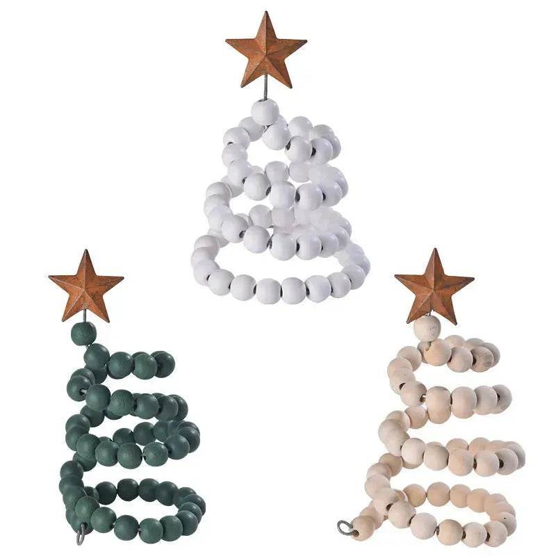 Creative Wooden DIY Twine Wooden Bead Christmas Tree decorations Ornaments - Velora