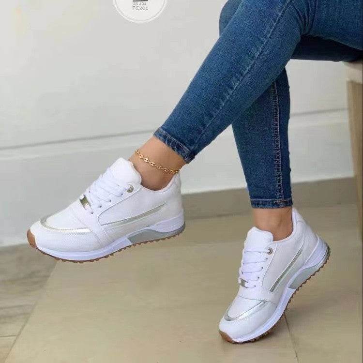 Casual Lace-up Flat Shoes Women Shallow Round Toe Sports Walking Sneakers - Velora