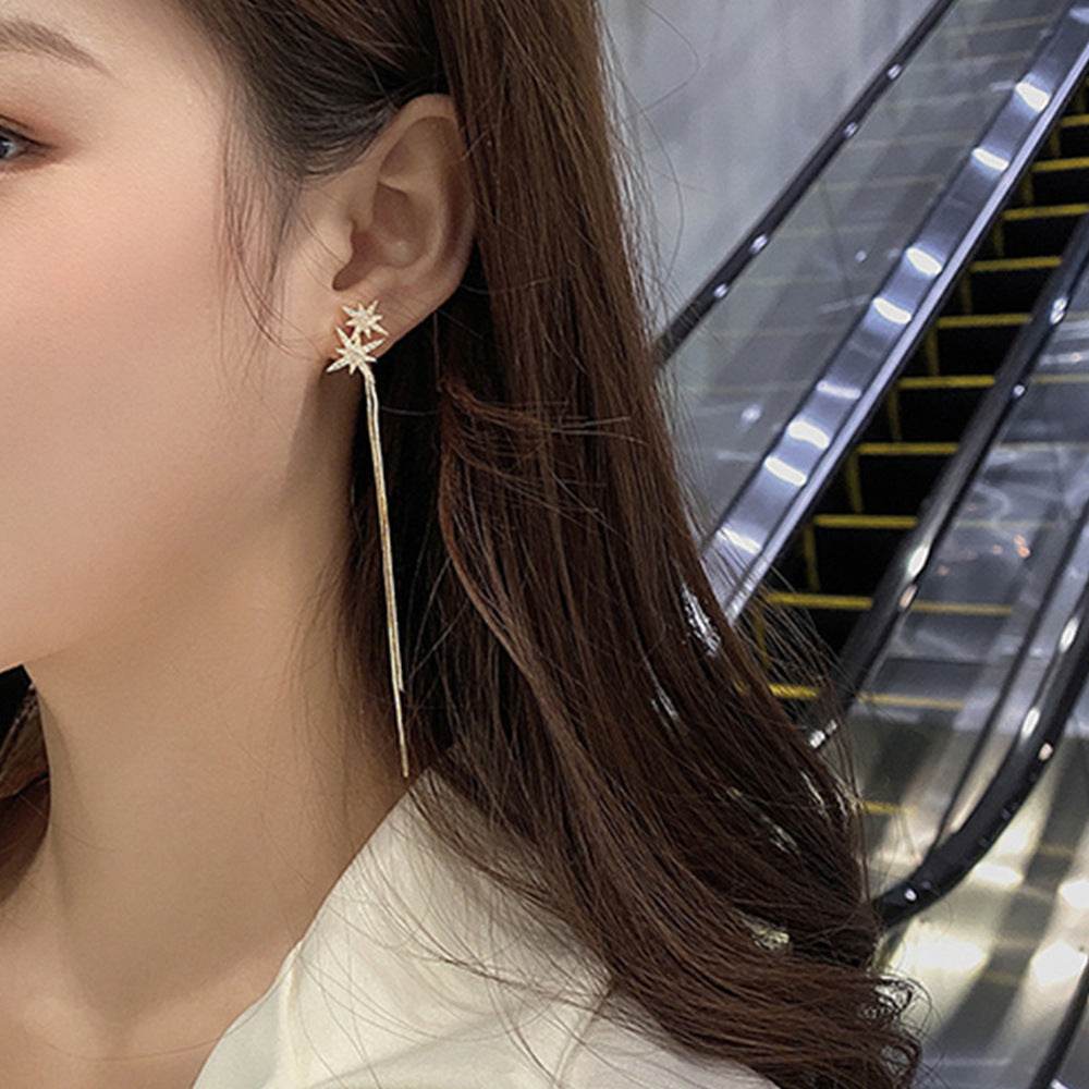 Women's Korean Style Long Tassel Drop Earrings Elegant Lightweight Statement Gold Plated Fashion Jewelry Wholesale - Velora