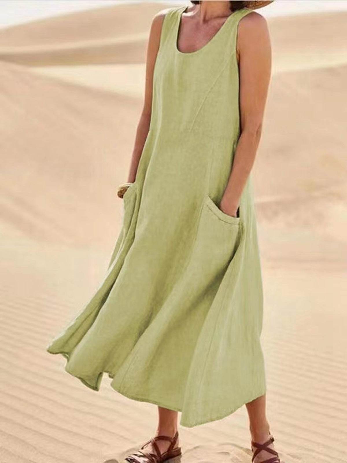 Summer Sleeveless Long Dress With Pockets Fashion Casual Loose Dresses Women's Clothing - Velora