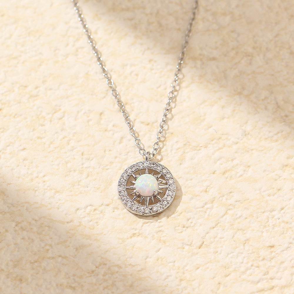 Fashion Jewelry Niche Moon And Sun Necklace Silver Opal Celtic Moon Necklace Sun Necklace Asterism Diamond - Velora
