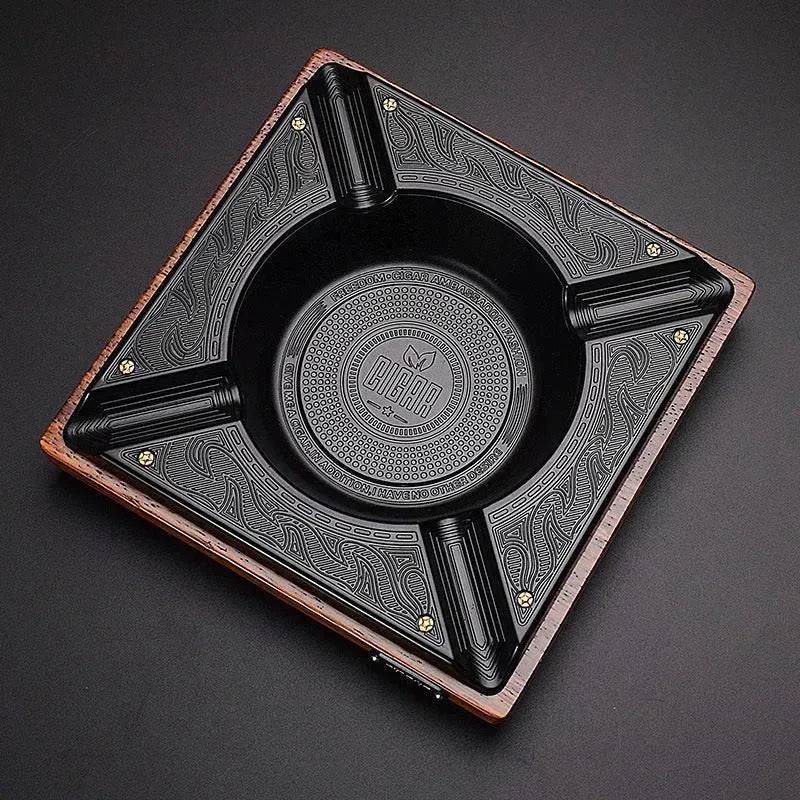 Luxury Wooden Metal Alloy 4 slots Cigar Ashtray - Velora
