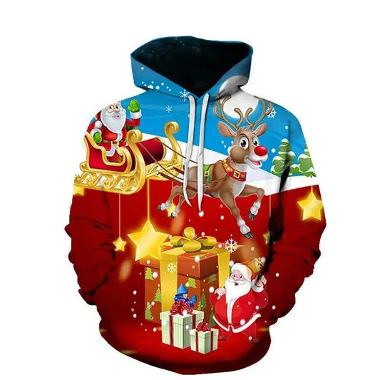 Men's And Women's Fashion Casual Printed Sports Off Hoodie Christmas Sweater pullover sweatshirt - Velora