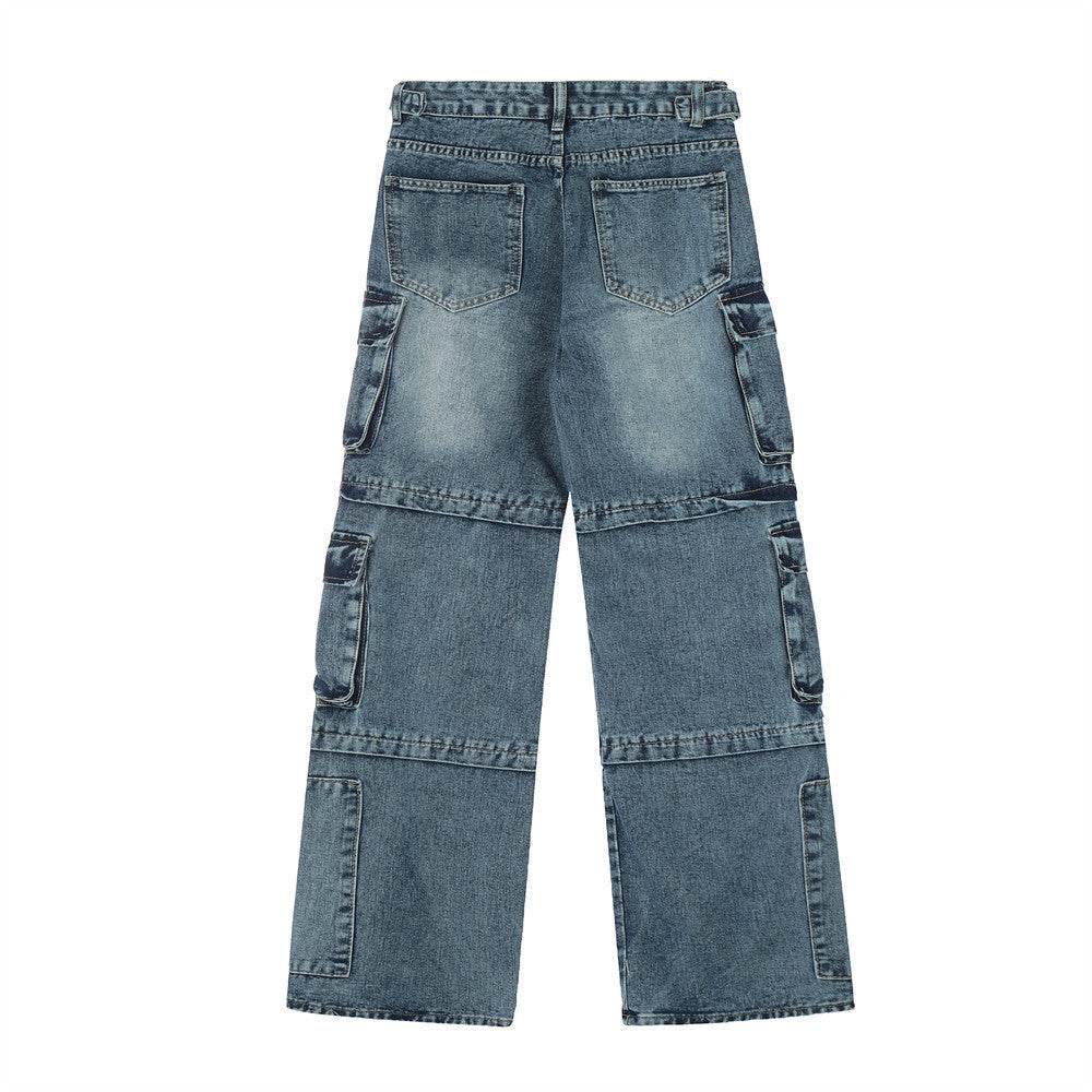 Functional Multi-pocket Tactical Tooling Denim Trousers Men Jeans