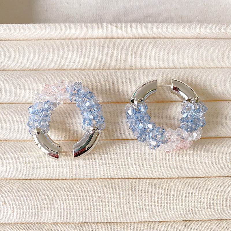 Colored Beaded Earrings Copper White Gold Plated - Velora