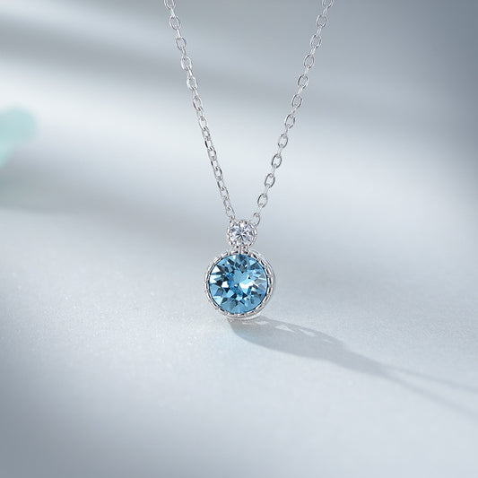 Ocean Heart S925 Silver Necklace with Swarovski Pendant