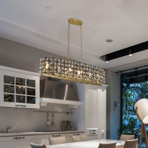 Modern Luxury Champagne Gold Oval Crystal Chandelier - Velora