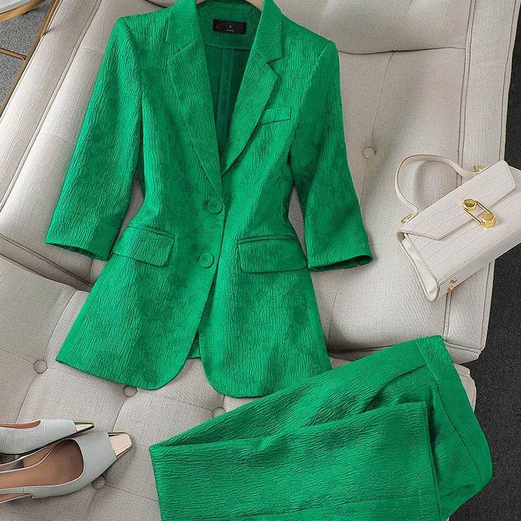 Half Sleeve Blazer And Pant Suit Ladies Women Female Jacket pant suit for women - Velora