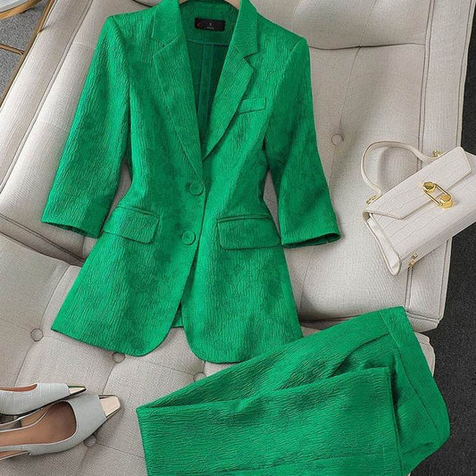 Half Sleeve Blazer And Pant Suit Ladies Women Female Jacket pant suit for women - Velora