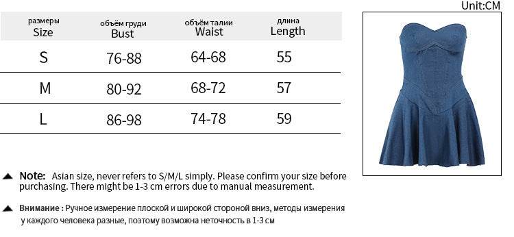 Fashion Tube Top Denim short mini Dress for Club - Velora