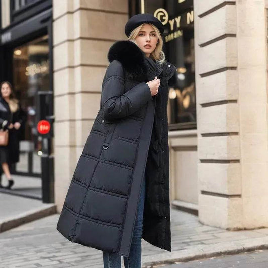 Women's Mid Length Fur Hoodie Winter Jacket Coat