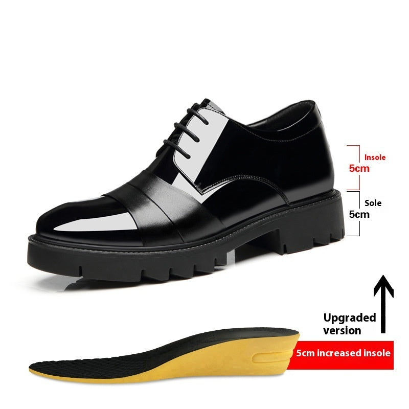 Height Increasing Insole 10cm Men's Business Formal Wear Paint Bright Leather 8cm Platform Height Increasing Shoes