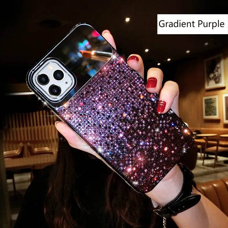 Silicone Gradual Rhinestone iphone case Apple Phone Protective Case - Velora