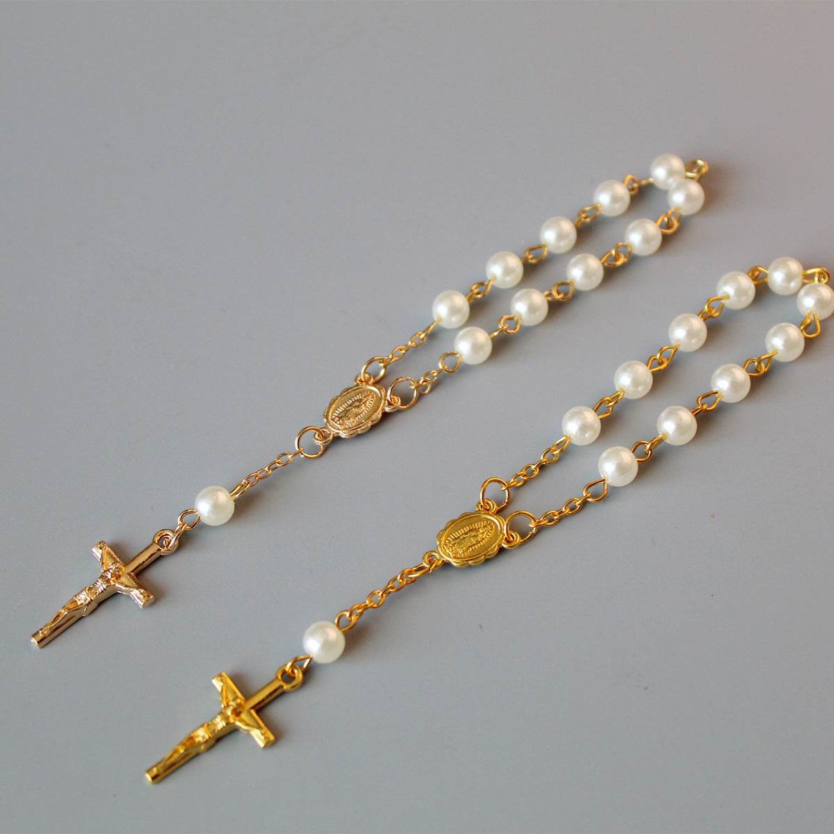 Beads Pearl Cross Full Moon Blessing Bracelet Fashion Jewelry - Velora