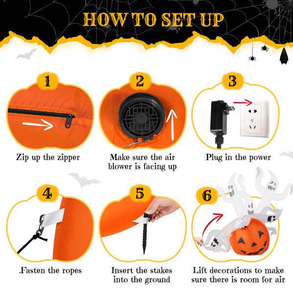 Halloween decorations - 5.9 FT Halloween Inflatable Pumpkin Ghost Outdoor Decorations - Velora