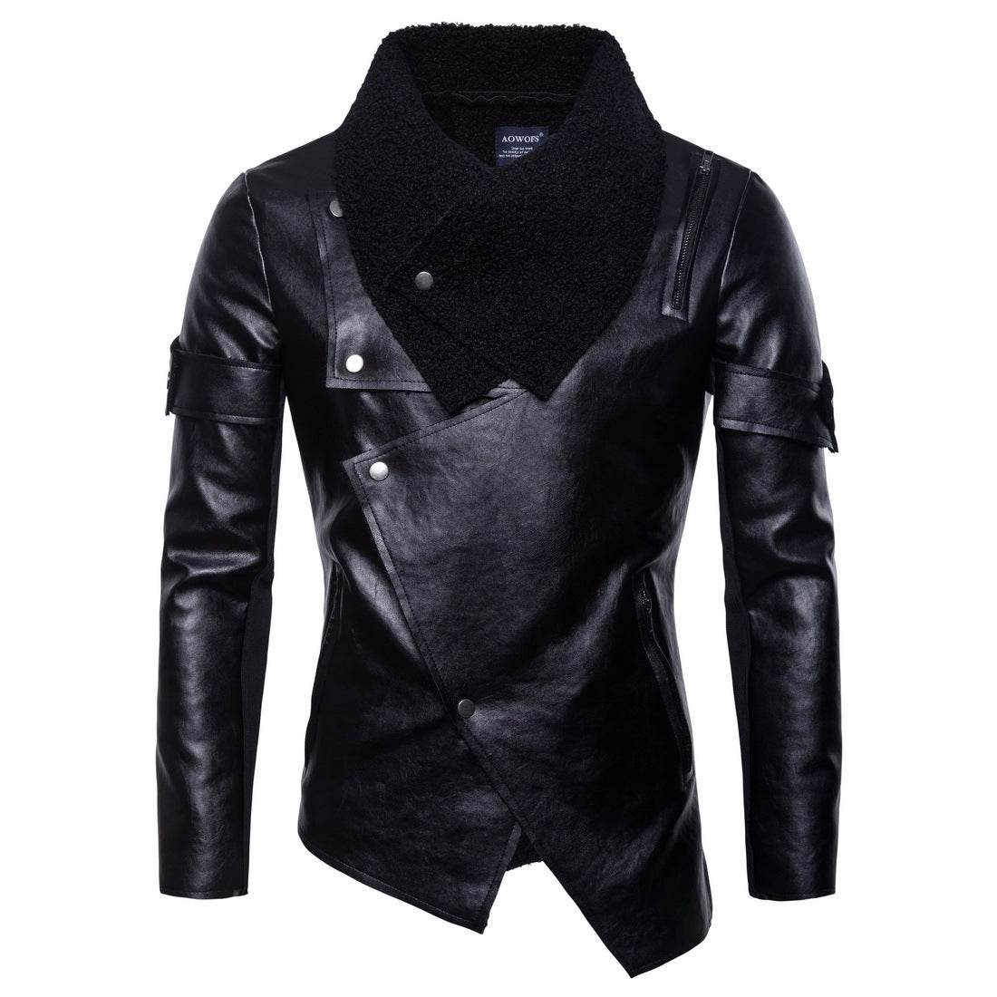 Men's Motorcycle Leather Jacket Personality Washed Leather Jacket Coat - Velora