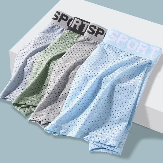 Men's Underwear Mid Waist Mesh Ice Silk Mesh SPORT Boxer Brief - Velora