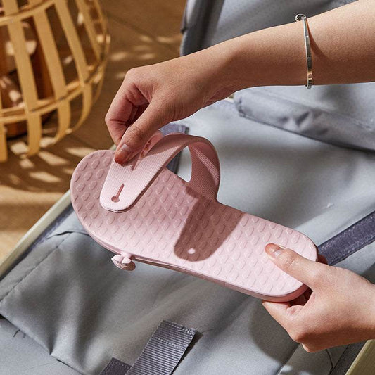 Folding Travel Slippers Hotel House Shoes Removable Non-slip Bathroom Slippers Summer Unisex Slides - Velora
