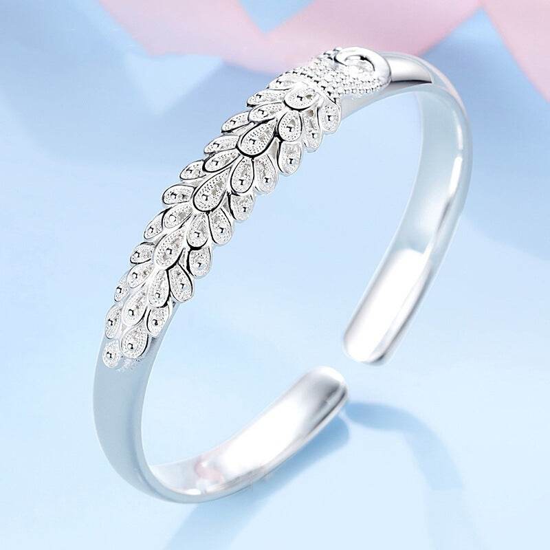 Peacock Screen Ended Bracelet Relief Adjustable - Velora