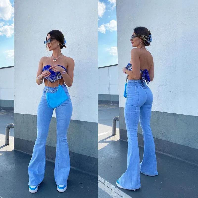 Hot Stretch Denim Pants Tight Slim Fit Bootcut Jeans For Woman - Velora