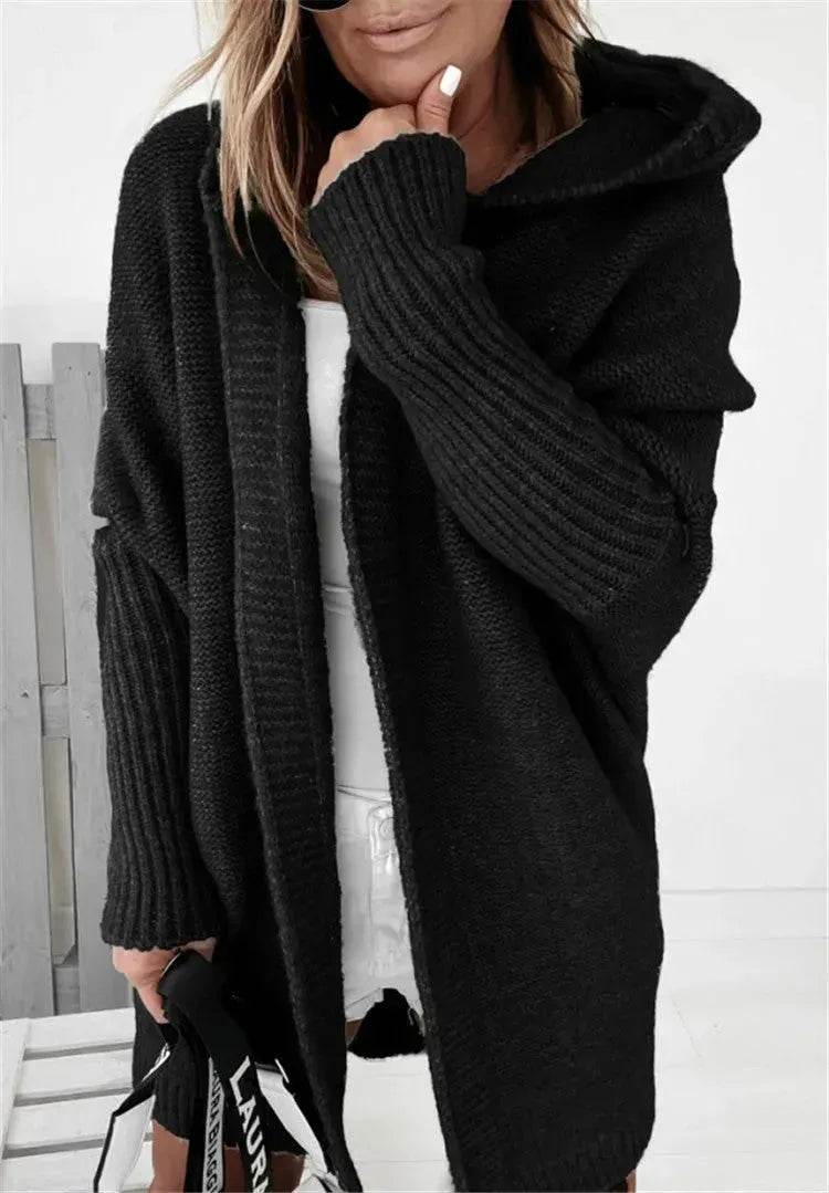 Oversized Head cover Knitted Long Kimono Cashmere Cardigan for Women - Velora