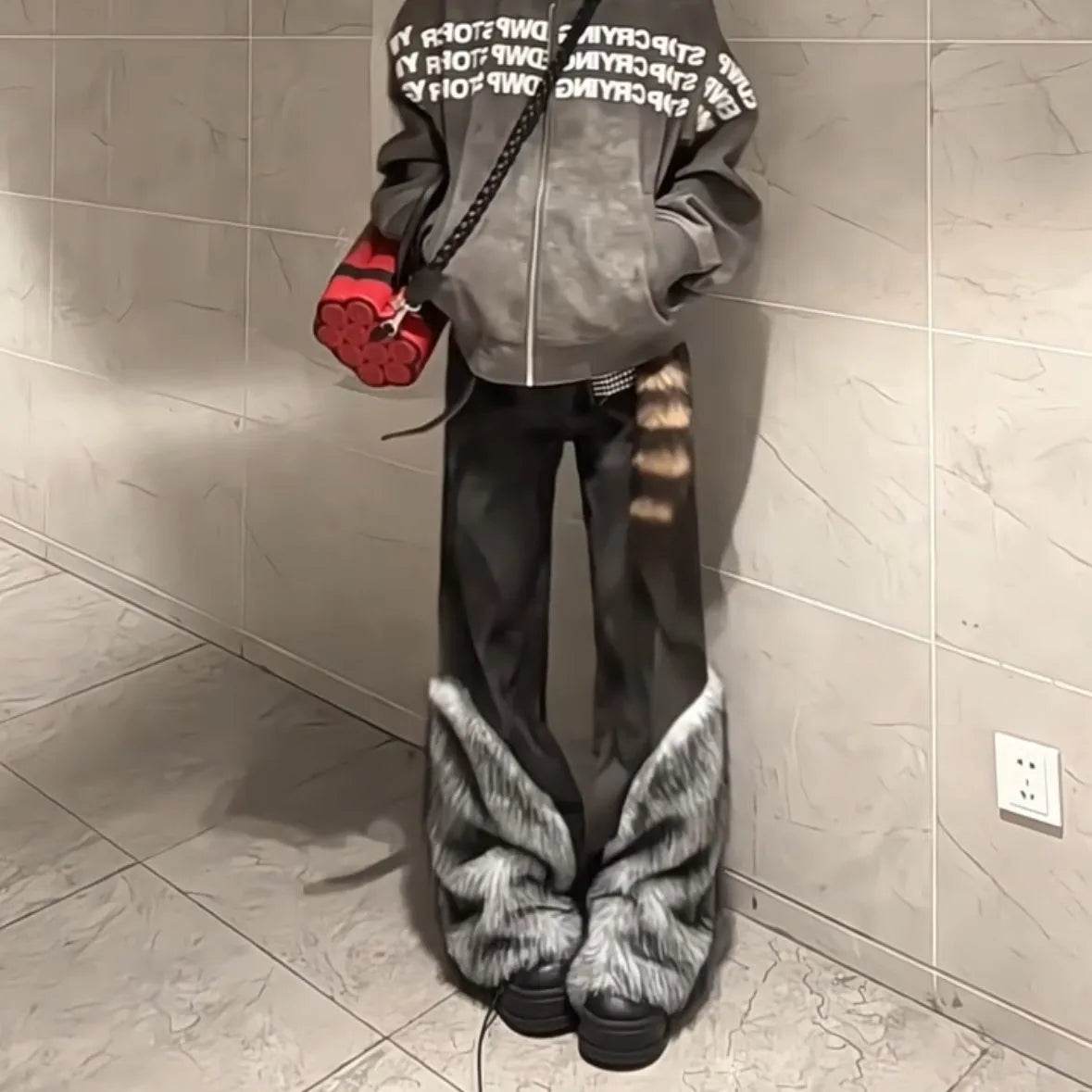 Retro Distressed Pants Leg Stitching Edging Skinny Baggy Jeans Pant For Women - Velora