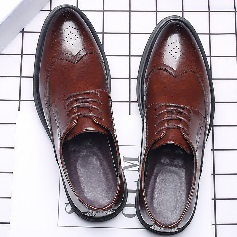 New Men's Brogue Leather Business Casual British Formal Leather Shoes - Velora