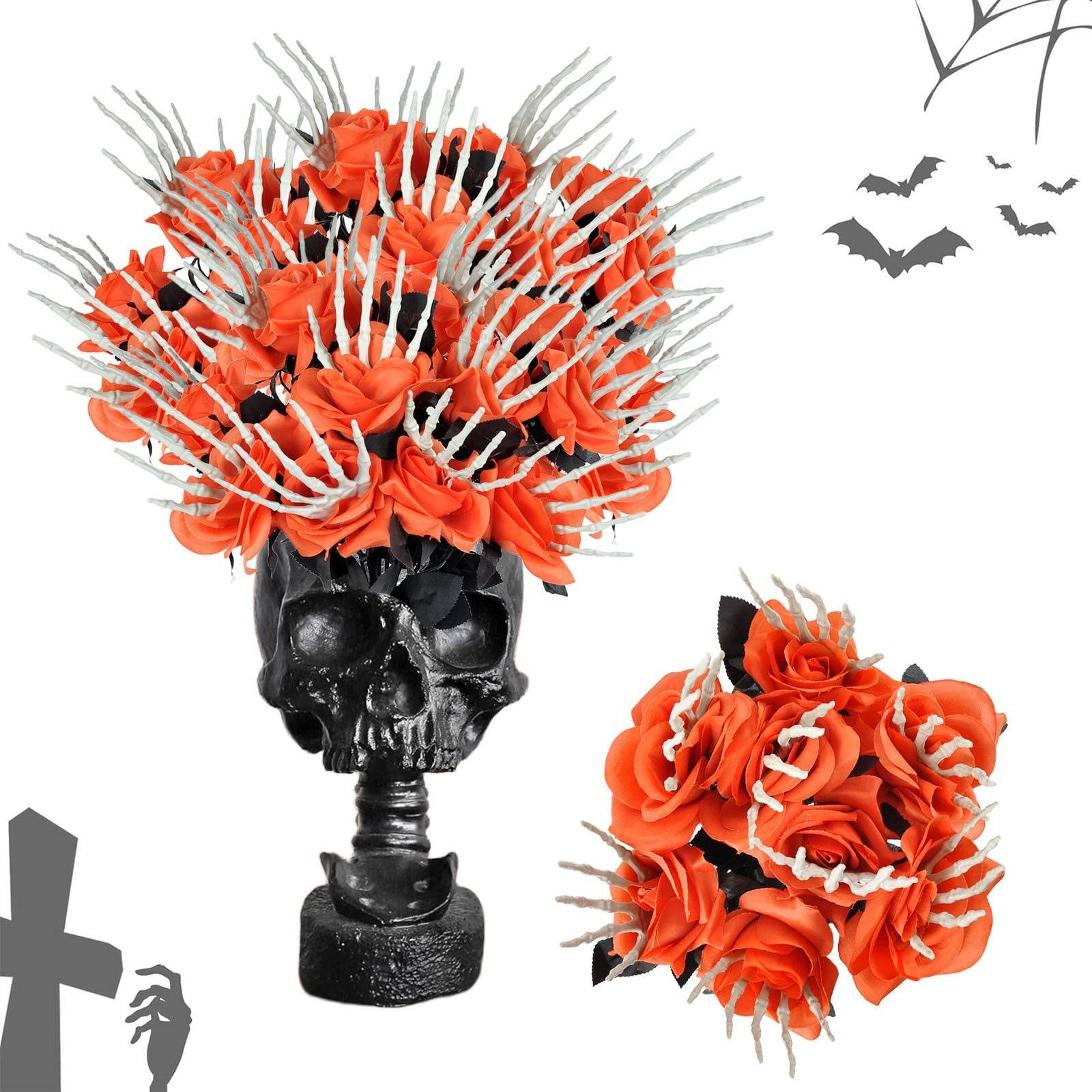 Halloween Skull Hand Rose Horror Decoration Ornaments - Velora