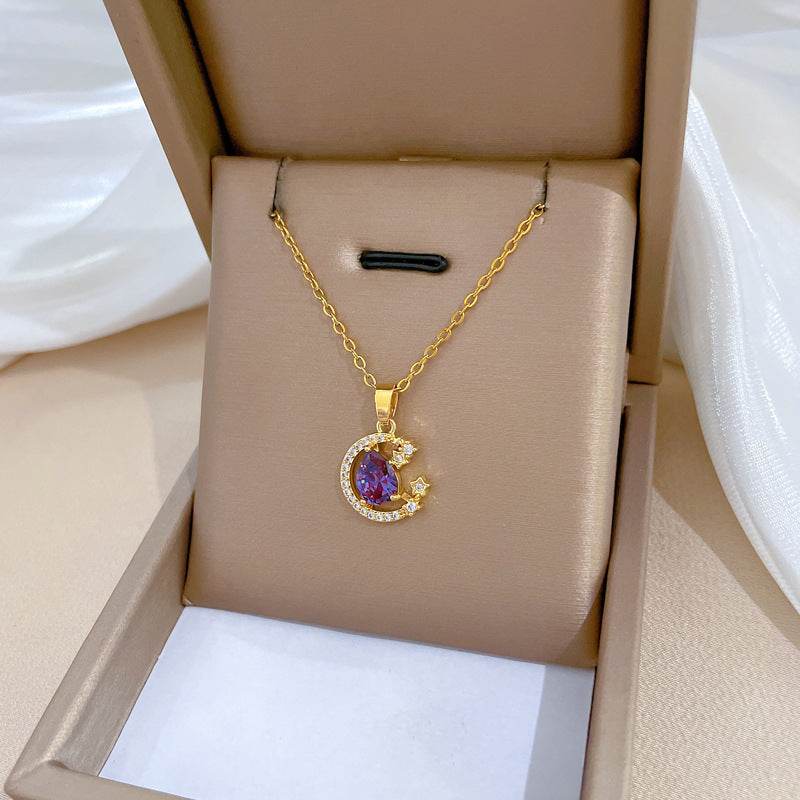 Stainless Steel Starry Sky Planet Astronaut Necklace For Women Light Luxurious Temperament Star Metal Chain Jewelry Gift - Velora