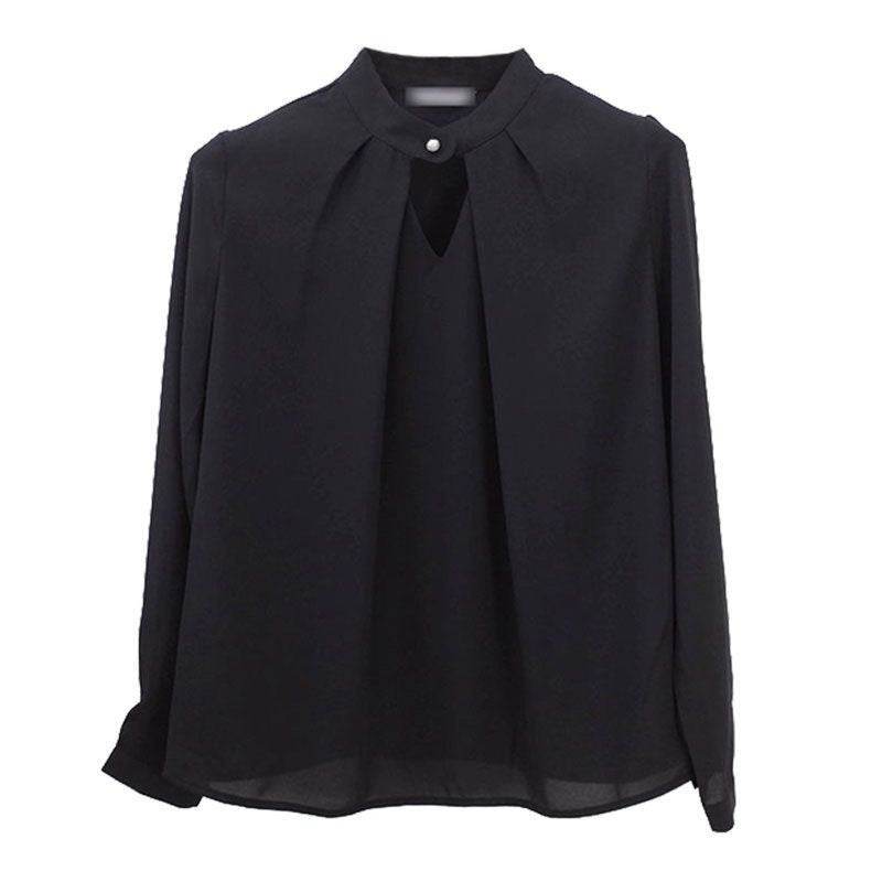 White Chiffon Blouse top Long Sleeves Office Blouses For Women - Velora