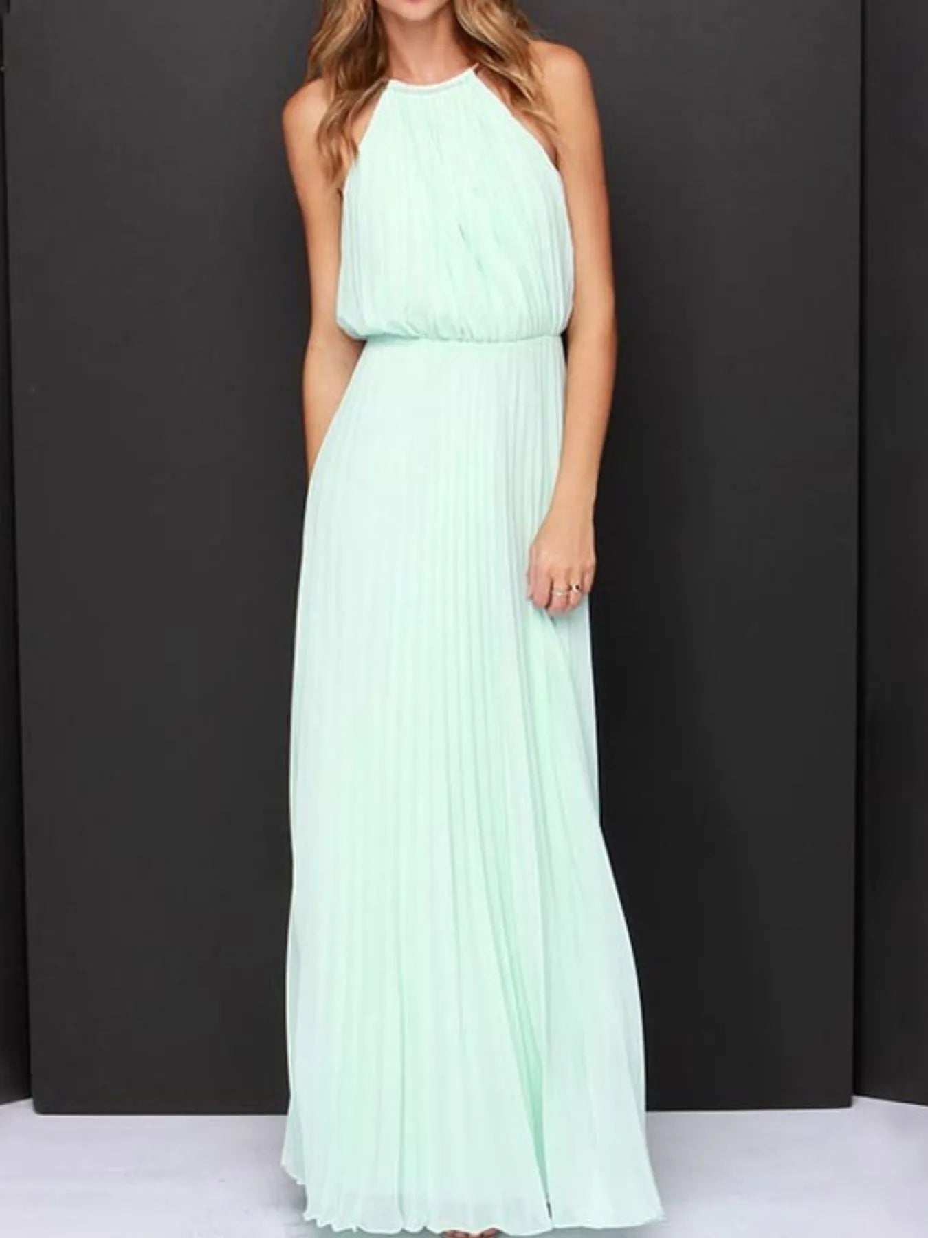 Pleated Sleeveless Maxi Tank Dress - Velora