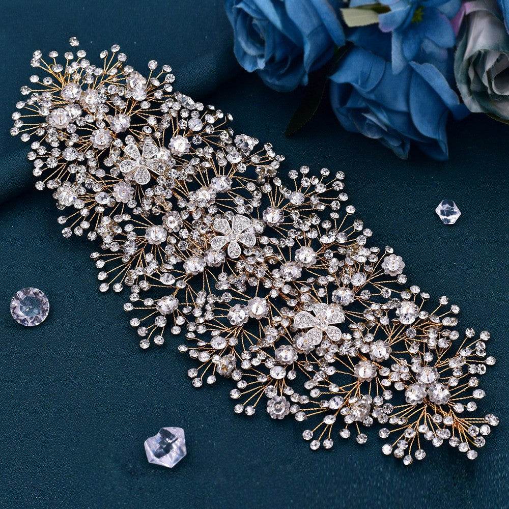 Luxury and Elegant Bridal Flower Rhinestone Headband Fashion Accessories set - Velora